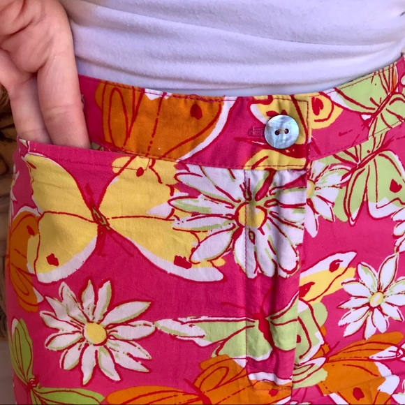 Palm Lily daisy butterfly print capris - Picture 3 of 6